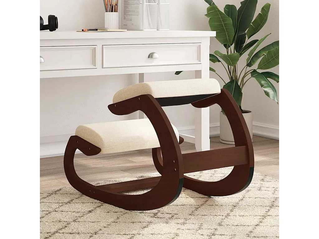 Chaise assis-genoux crème 55x84x55 cm contreplaqué de bouleau