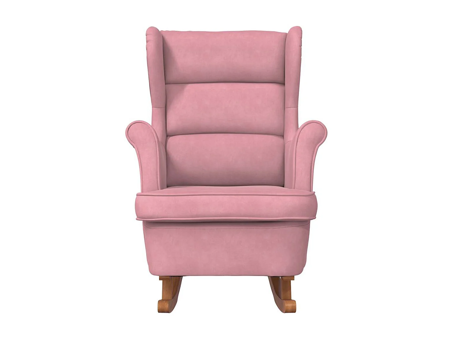 Fauteuil à bascule à oreilles en velours rose bois massif