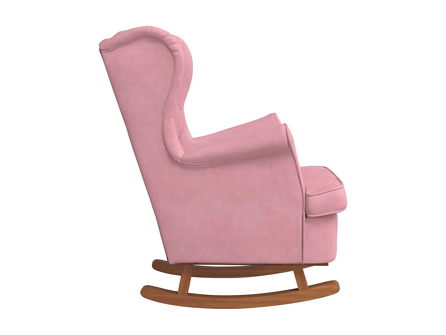 Fauteuil à bascule à oreilles en velours rose bois massif