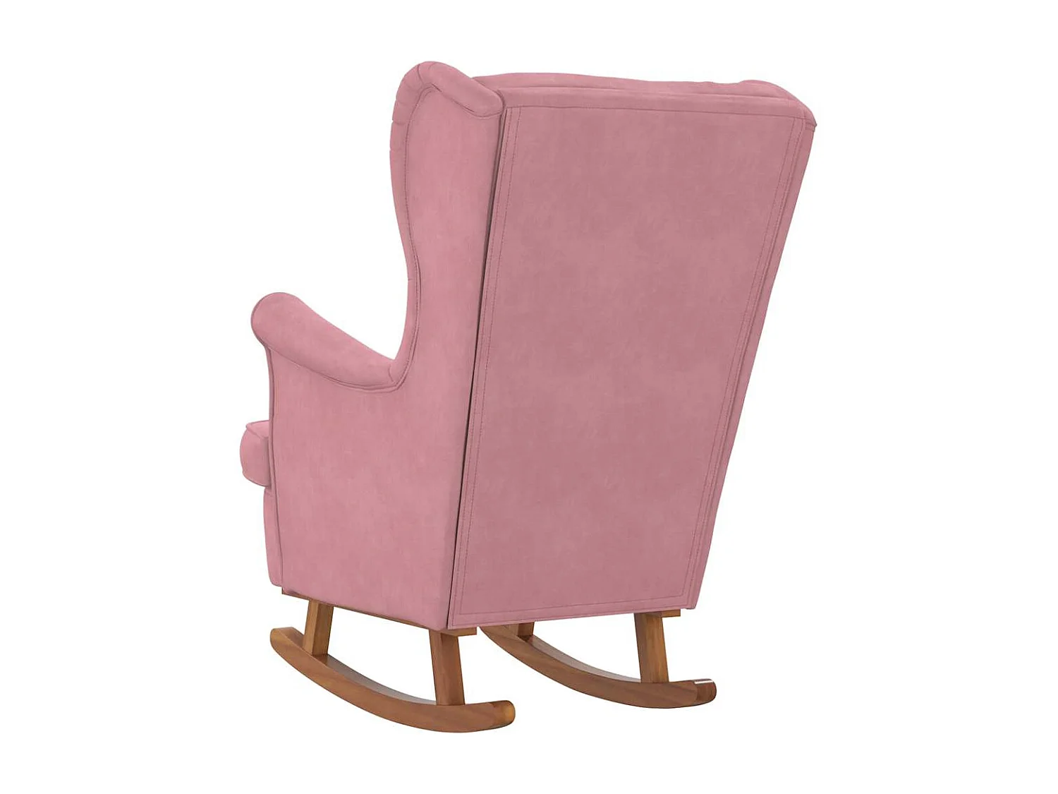 Fauteuil à bascule à oreilles en velours rose bois massif