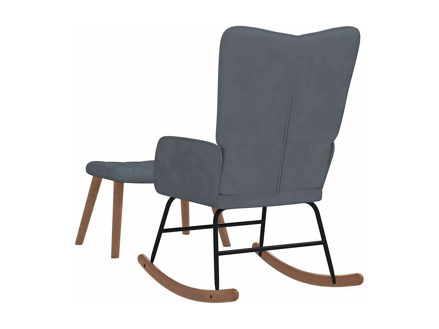 Schaukelstuhl mit Hocker Samt Dunkelgrau