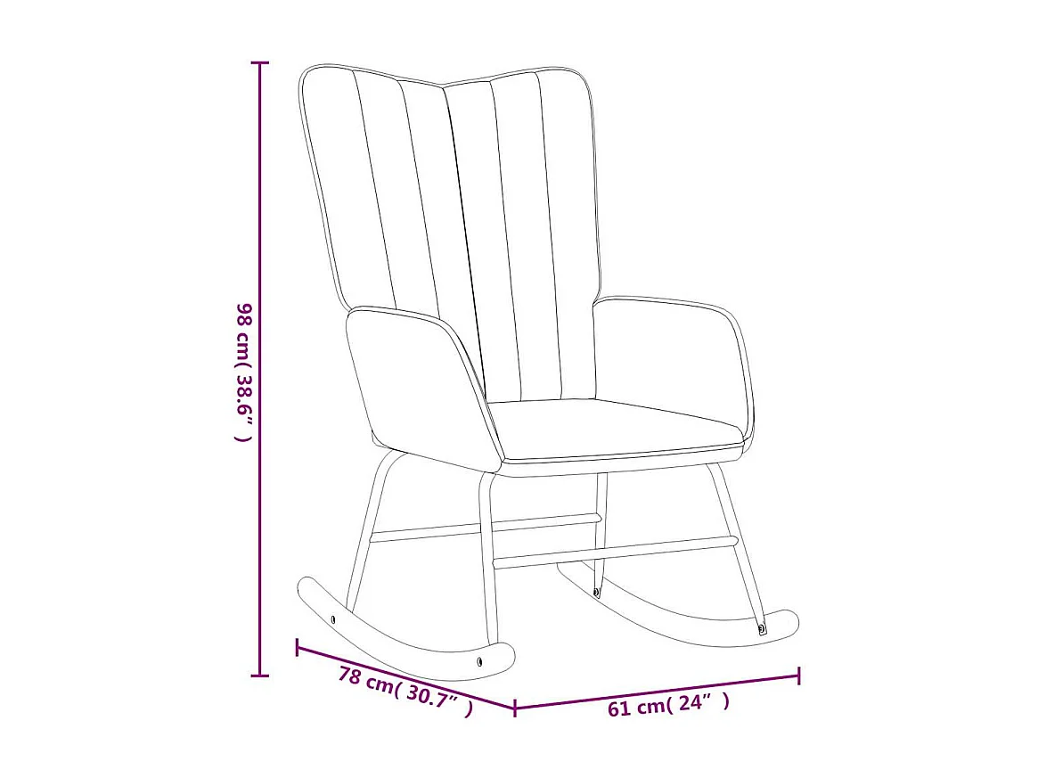 Chaise à bascule avec repose-pied Gris foncé Velours