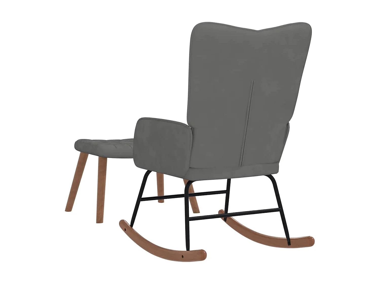 Chaise à bascule avec repose-pied Gris foncé Velours