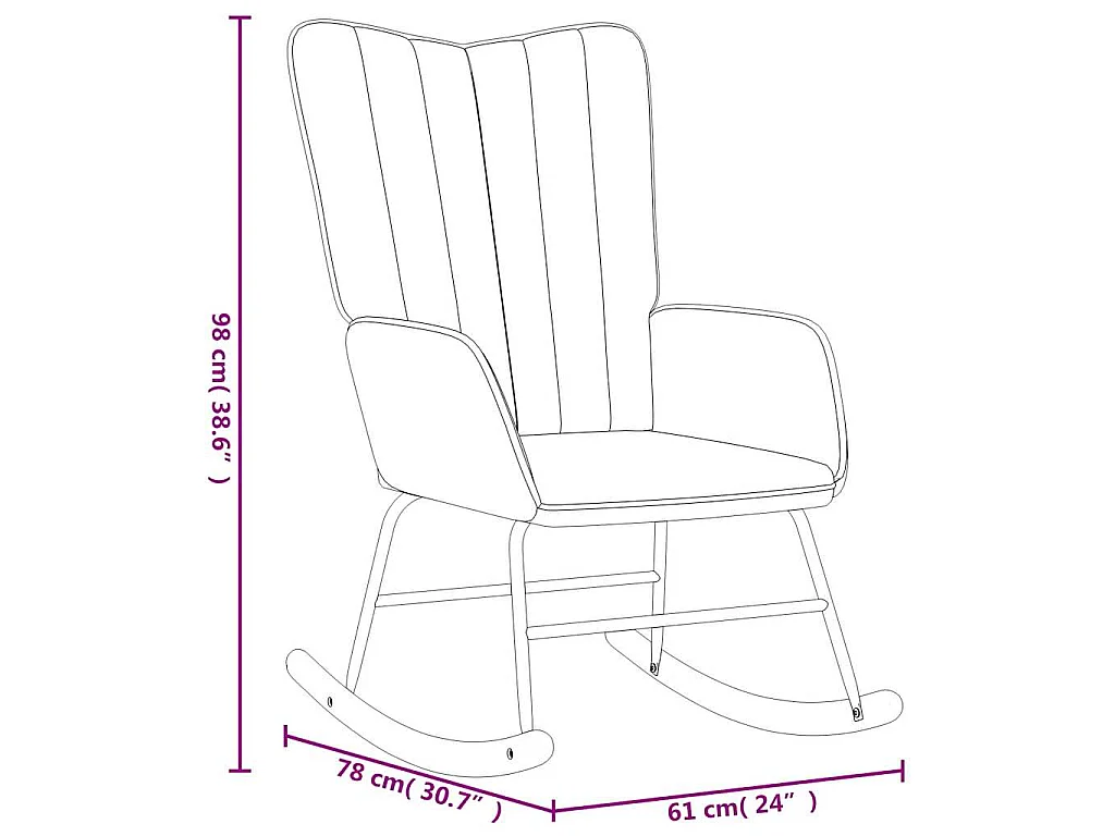 Chaise à bascule avec repose-pied Gris foncé Velours
