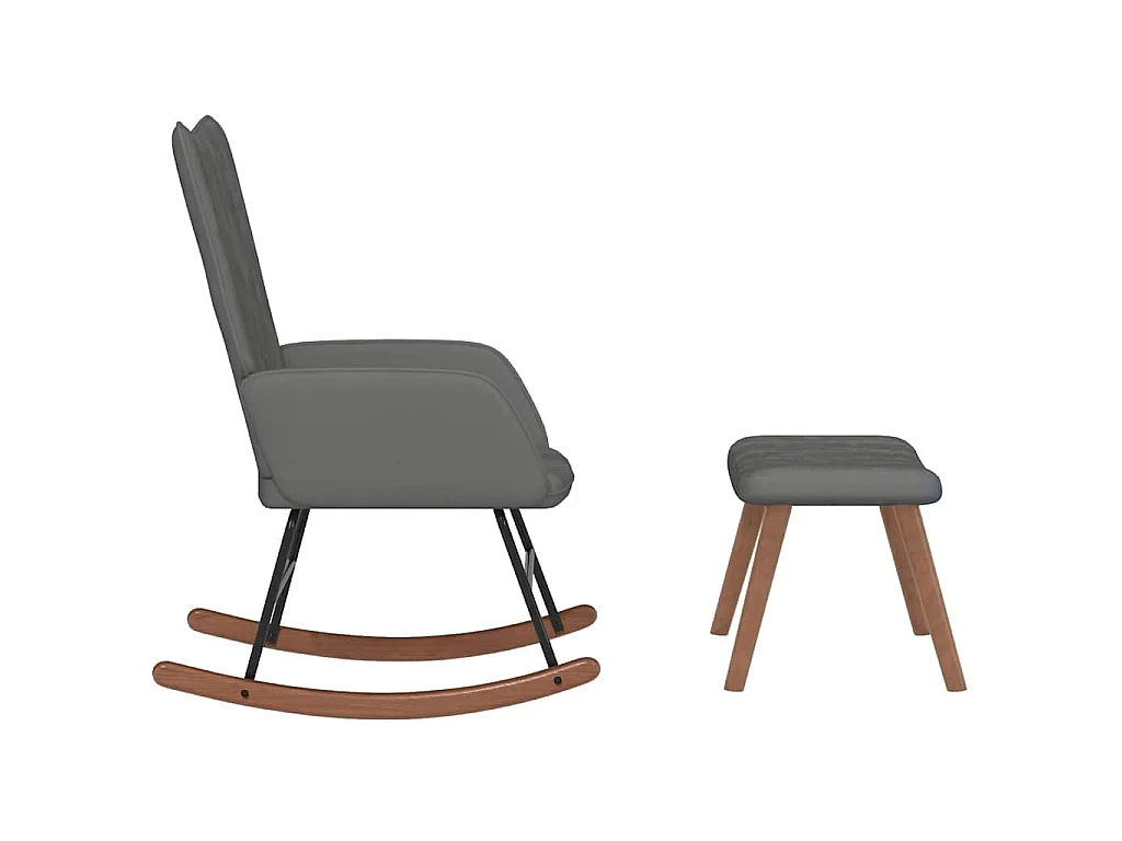 Chaise à bascule avec repose-pied Gris foncé Velours