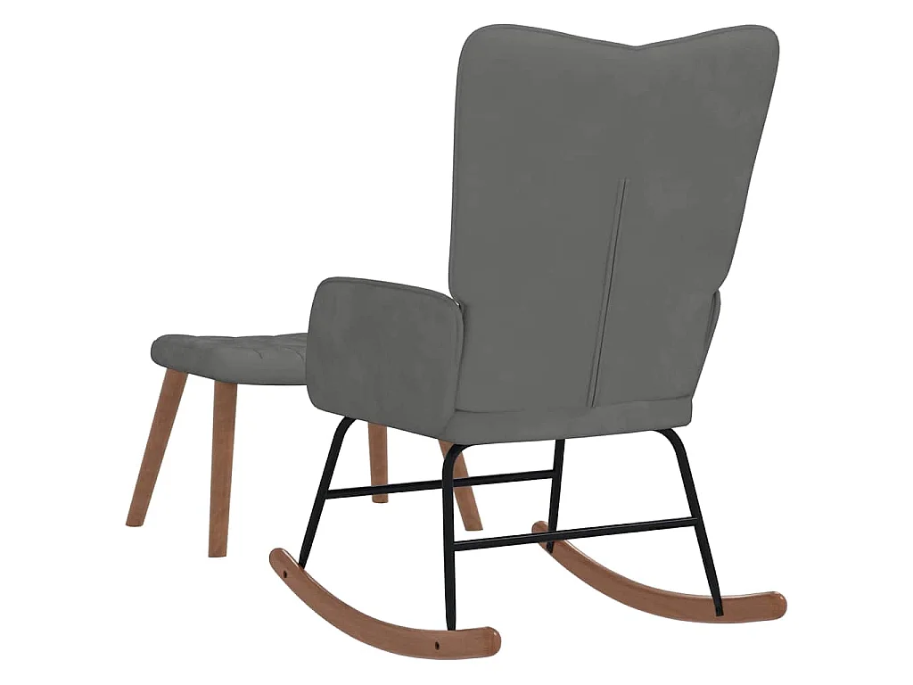 Chaise à bascule avec repose-pied Gris foncé Velours