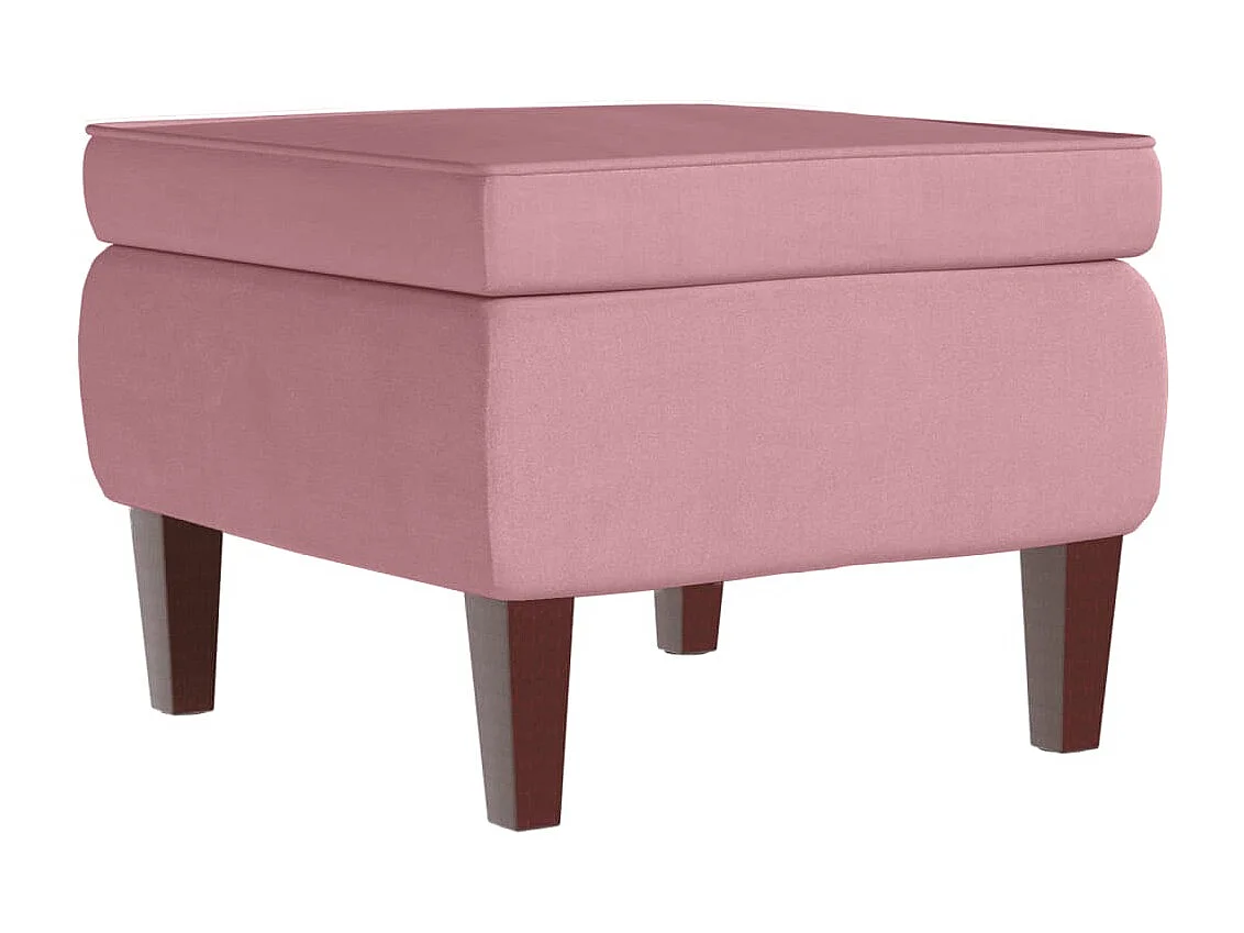 Schommelstoel met oorleuning roze fluweel massief hout