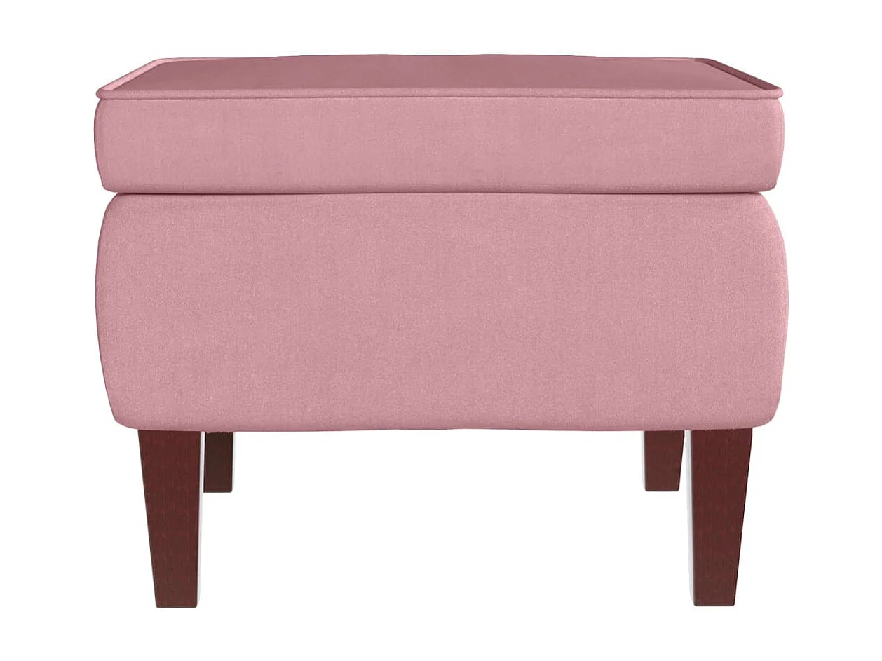 Schommelstoel met oorleuning roze fluweel massief hout