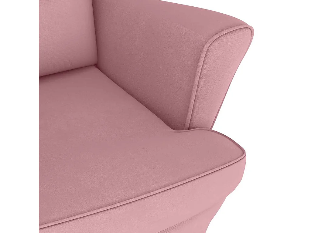 Fauteuil à bascule à oreilles en velours rose bois massif