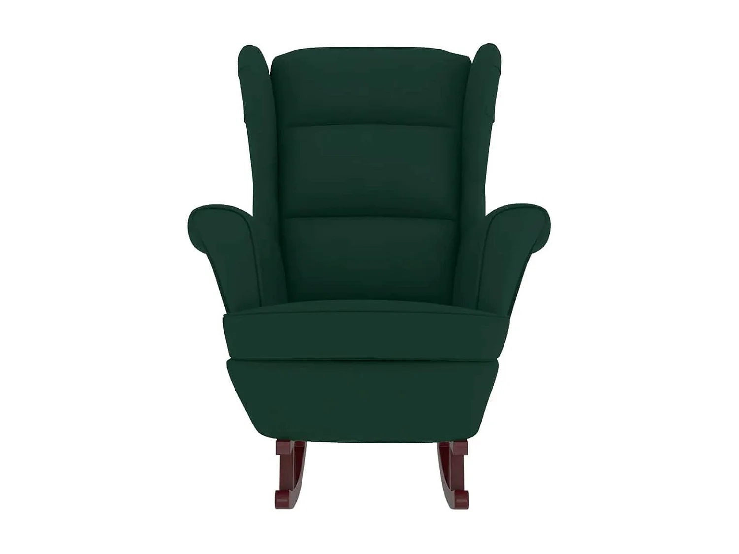Fauteuil à bascule à oreilles en velours vert foncé bois massif