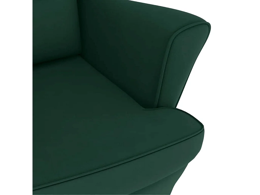 Fauteuil à bascule à oreilles en velours vert foncé bois massif