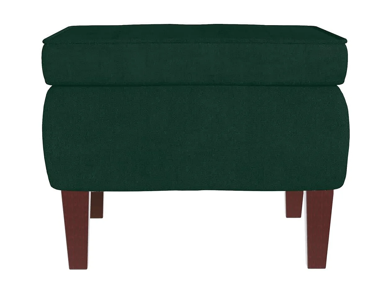 Fauteuil à bascule à oreilles en velours vert foncé bois massif