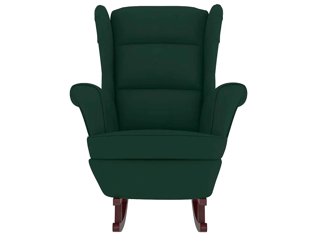 Schommelstoel met oorleuning donkergroen fluweel massief hout