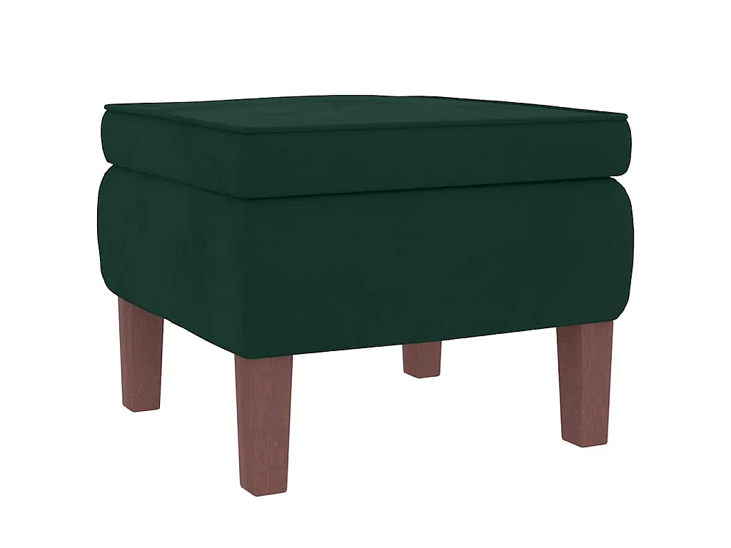 Fauteuil à bascule à oreilles en velours vert foncé bois massif