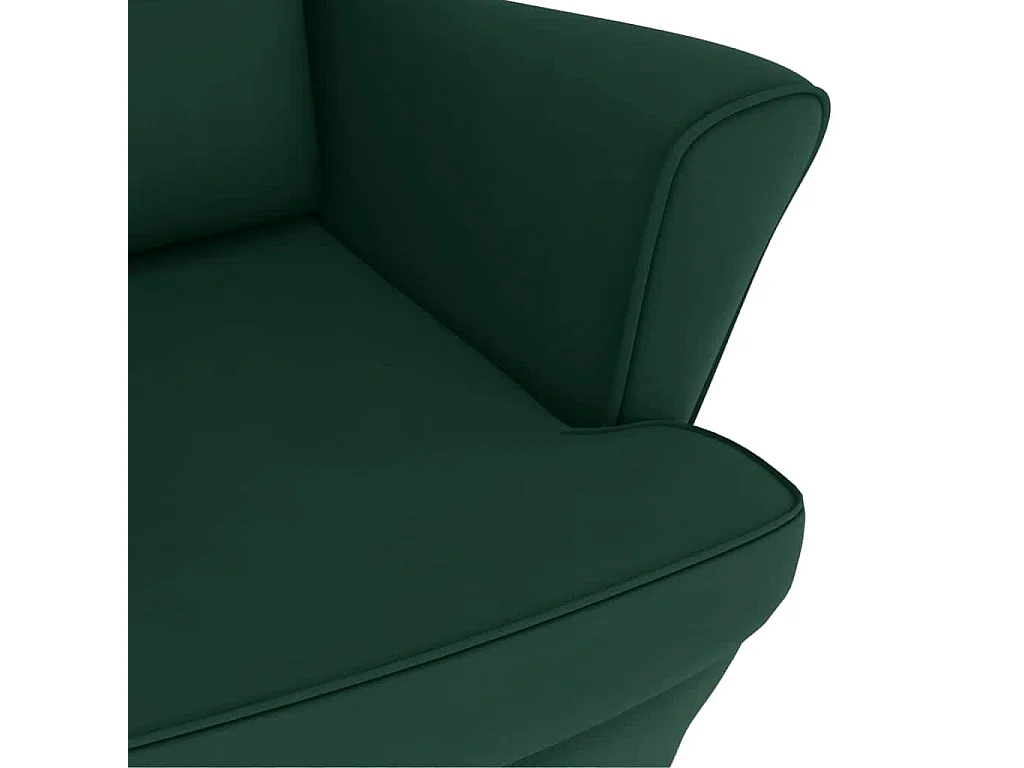 Fauteuil à bascule à oreilles en velours vert foncé bois massif