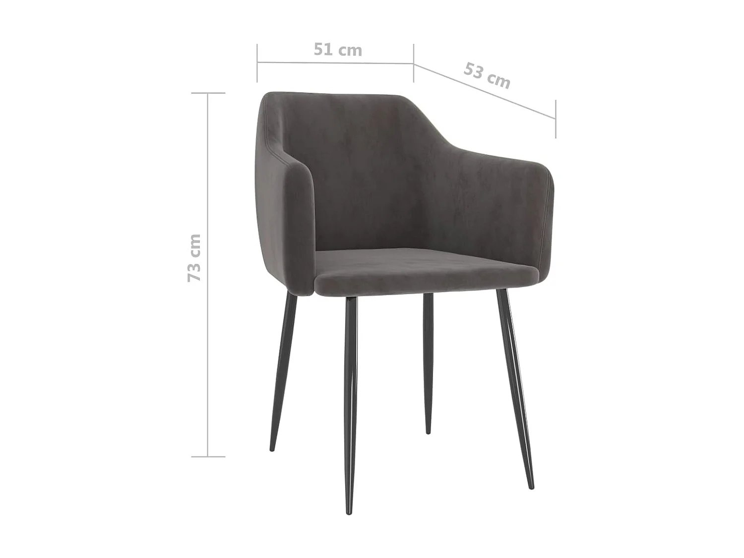 Chaises à manger lot de 2 Gris foncé Velours