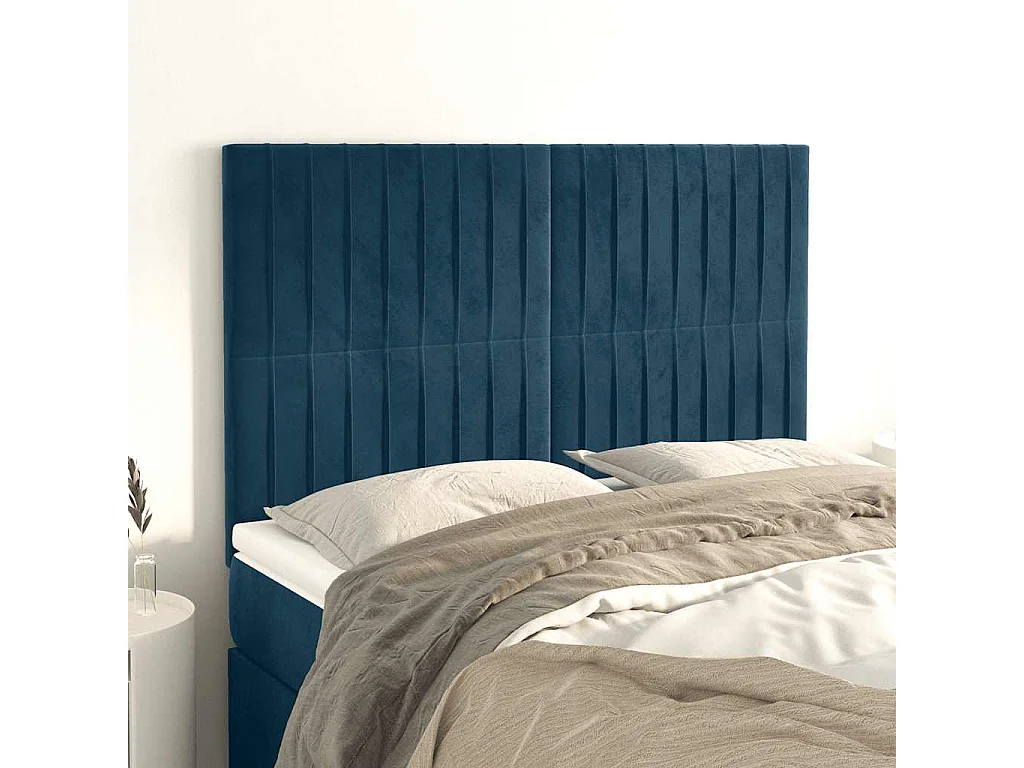 Testiera Blu Scuro 144x5x118/128 cm Velluto