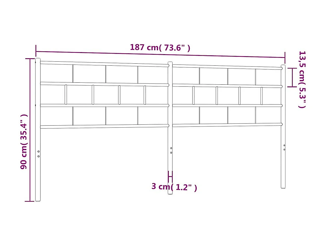Tête de lit métal noir 180 cm