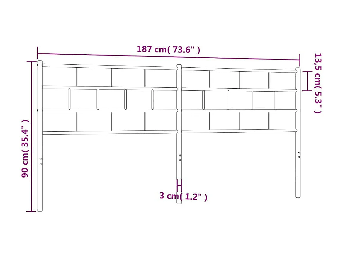 Tête de lit métal noir 180 cm