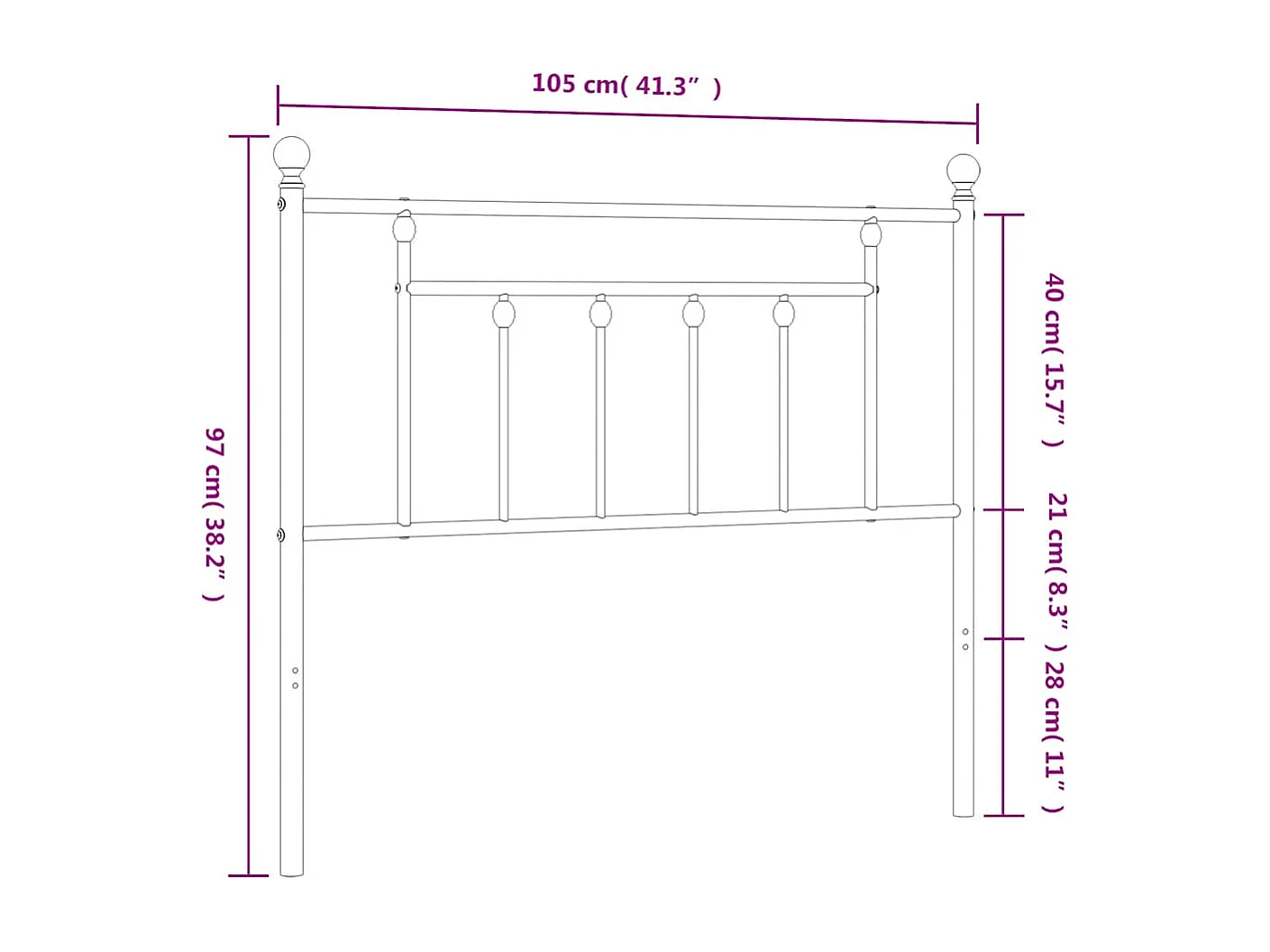 Hoofdbord 100 cm metaal wit
