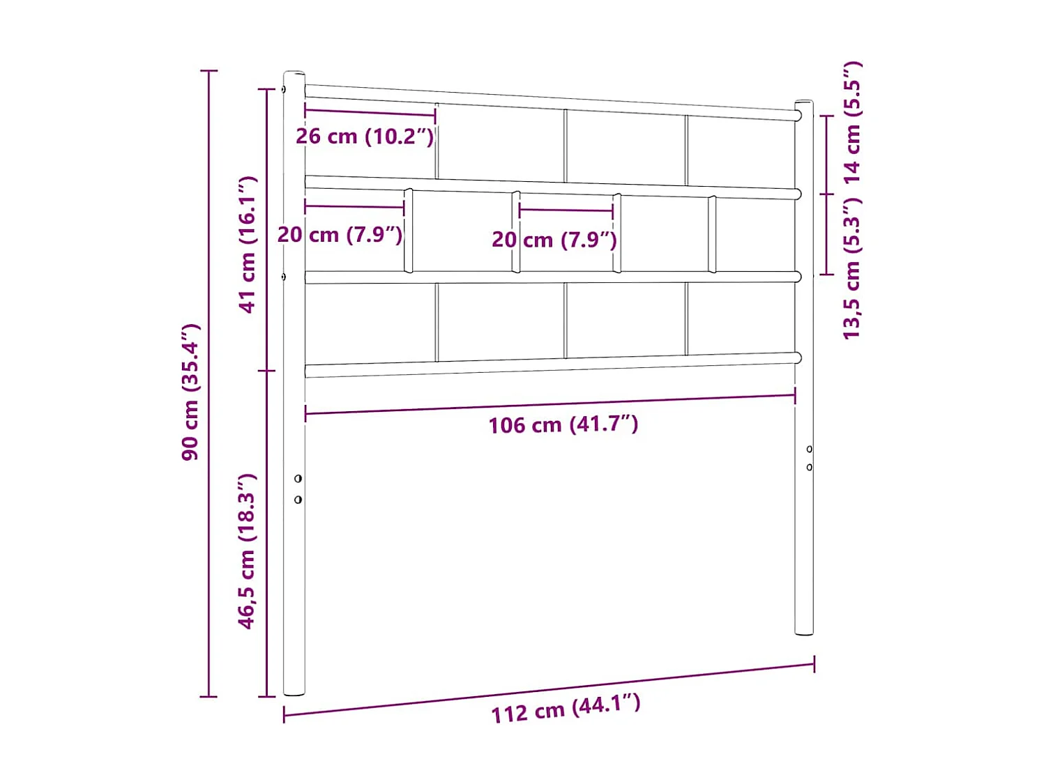 Tête de lit de remplacement métal blanc 100 cm