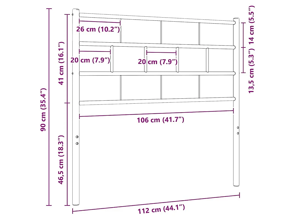 Tête de lit de remplacement métal blanc 100 cm