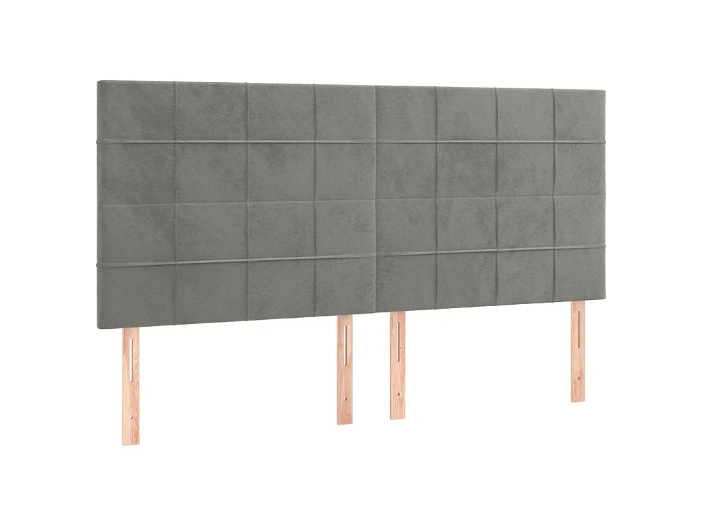 Hoofdbord LED 160x5x118/128 cm fluweel lichtgrijs