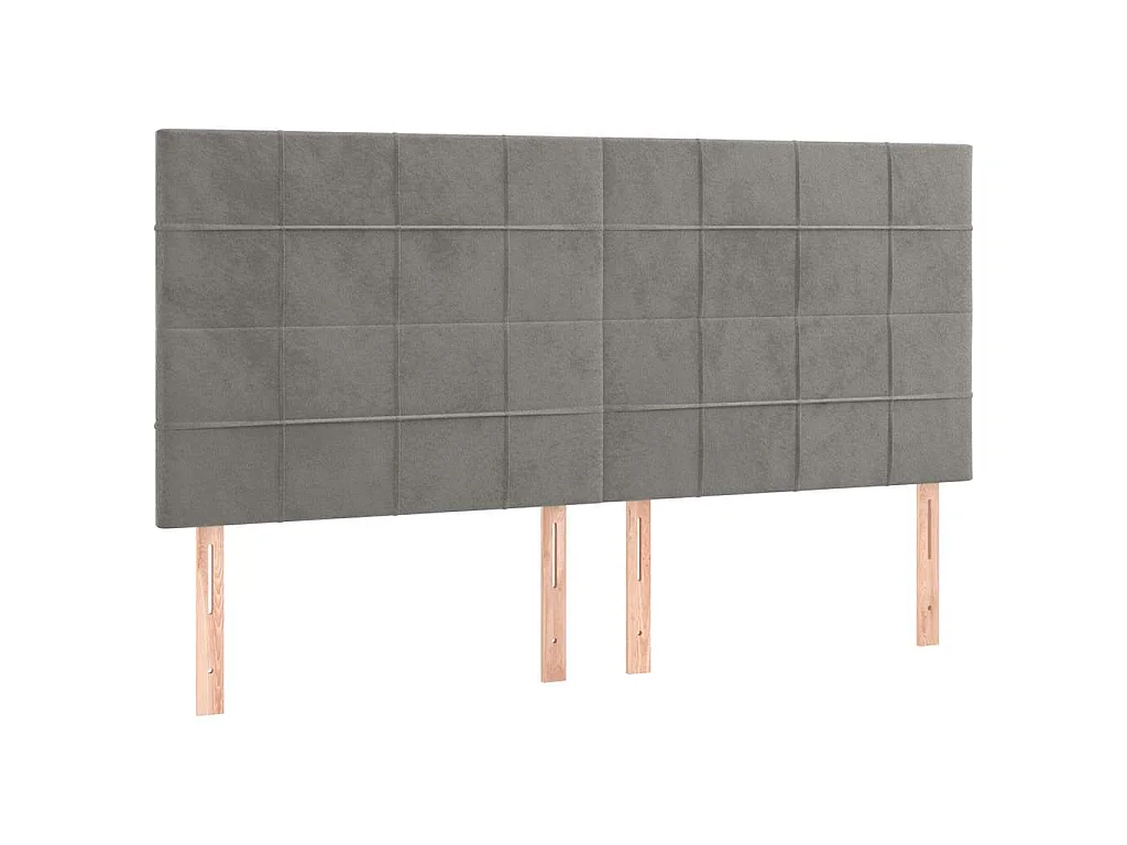 Hoofdbord LED 160x5x118/128 cm fluweel lichtgrijs