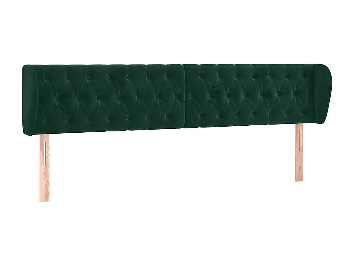 Tête de lit avec oreilles Vert foncé 203x23x78/88 cm Velours