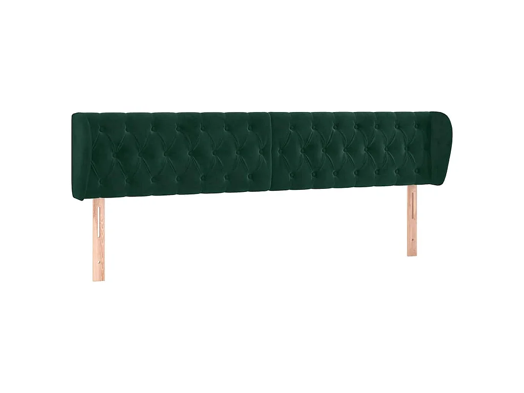 Tête de lit avec oreilles Vert foncé 203x23x78/88 cm Velours