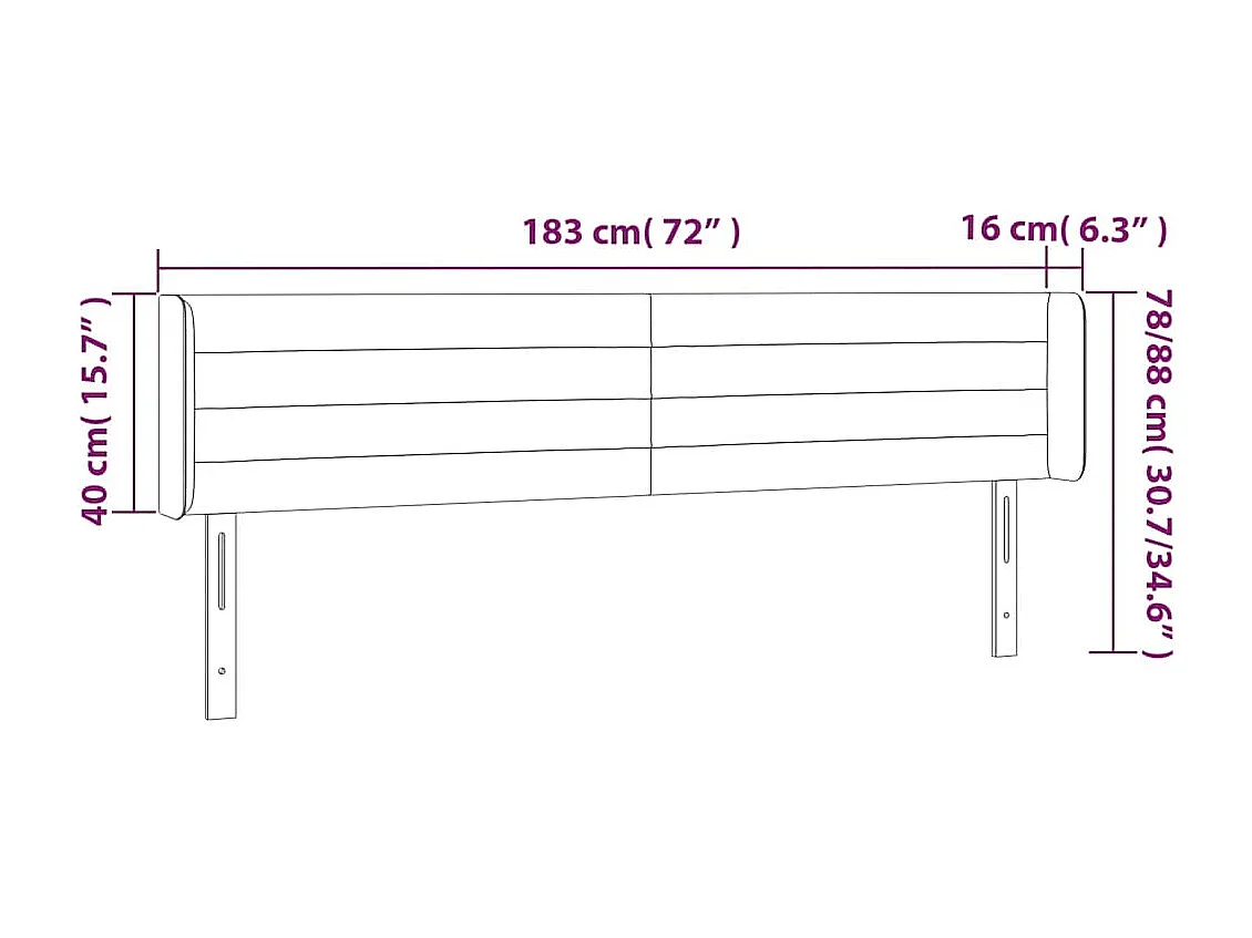 Testiera ad Orecchio Verde Scuro 183x16x78/88 cm in Velluto