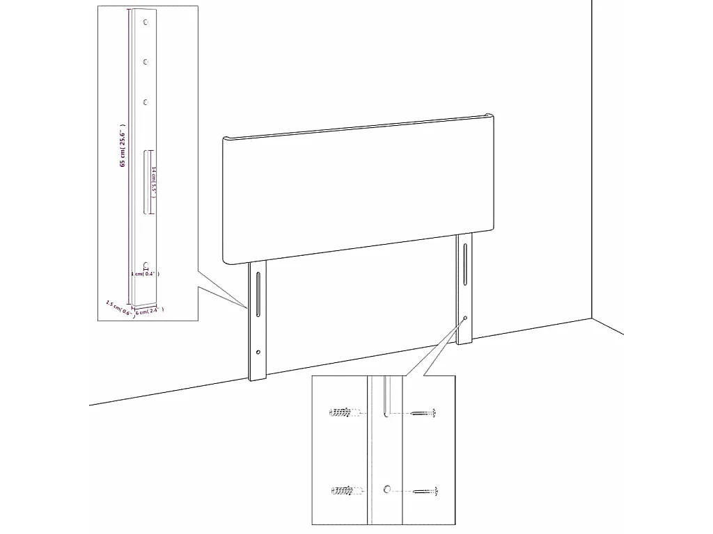 Têtes de lit Rose 180x7x78/88 cm Velours