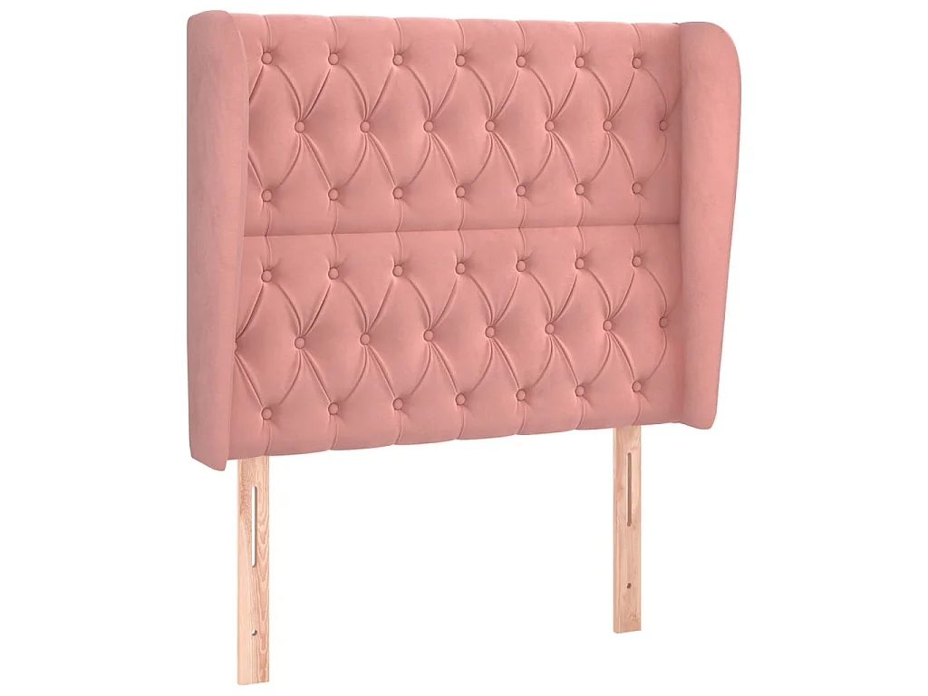 Tête de lit avec oreilles Rose 93x23x118/128 cm Velours