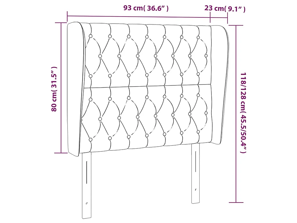 Tête de lit avec oreilles Rose 93x23x118/128 cm Velours
