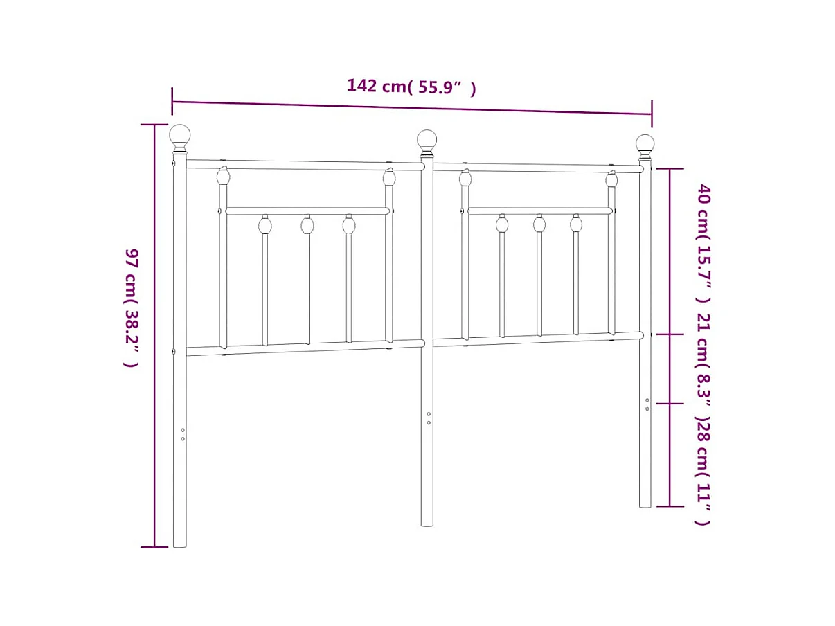Hoofdbord 135 cm metaal wit