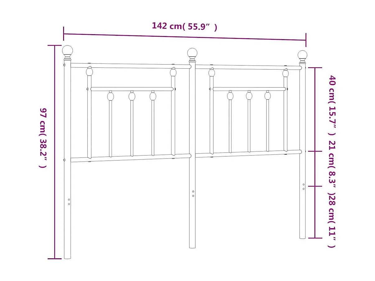 Tête de lit métal blanc 135 cm