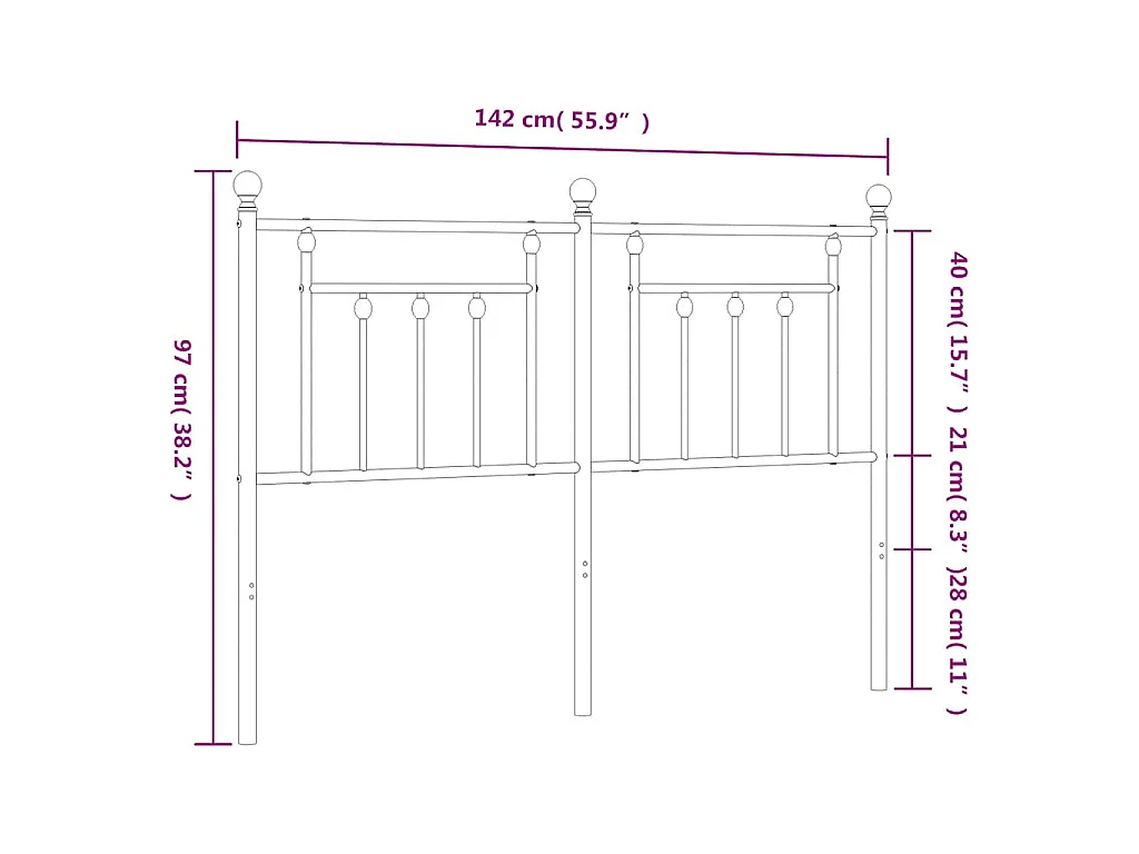 Ersatz-Kopfteil Metall Weiß 135 cm