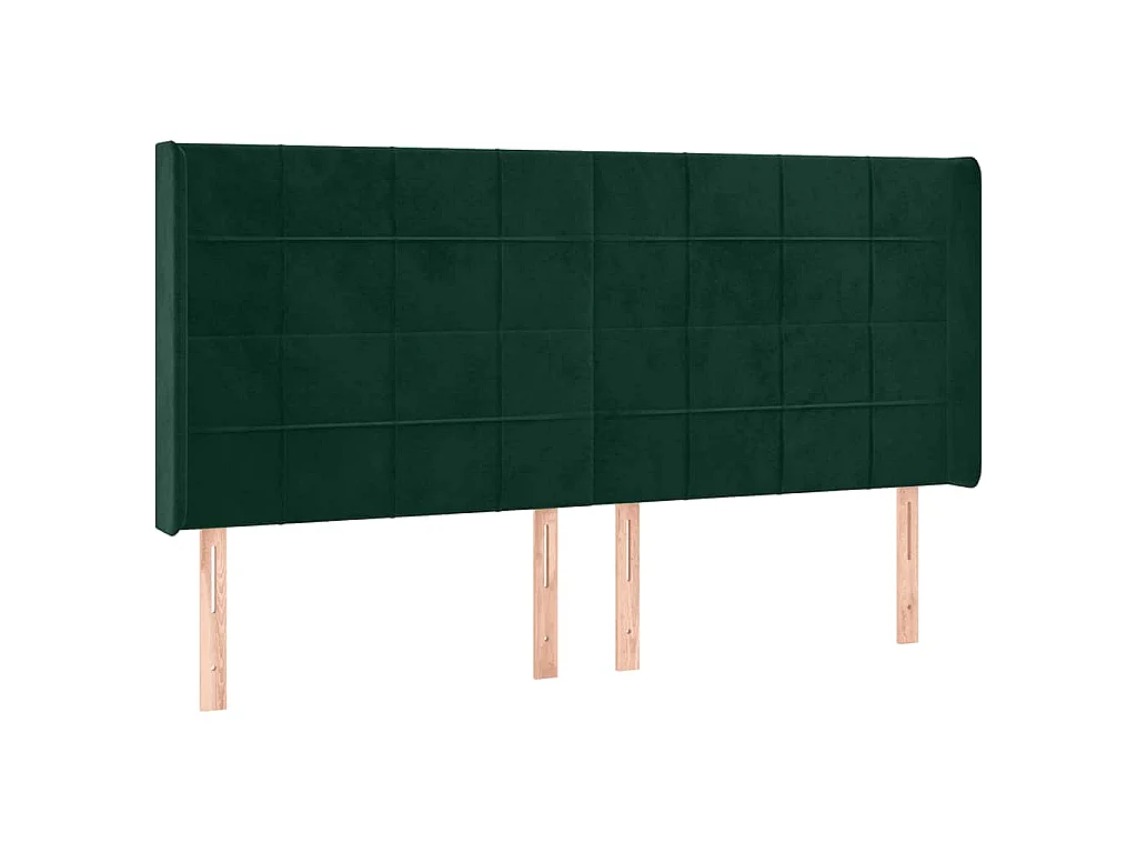 Tête de lit avec oreilles Vert foncé 163x16x118/128 cm Velours