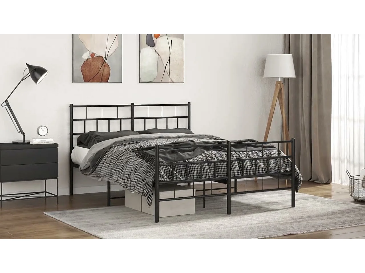 Cabeceira de cama 135 cm metal preto