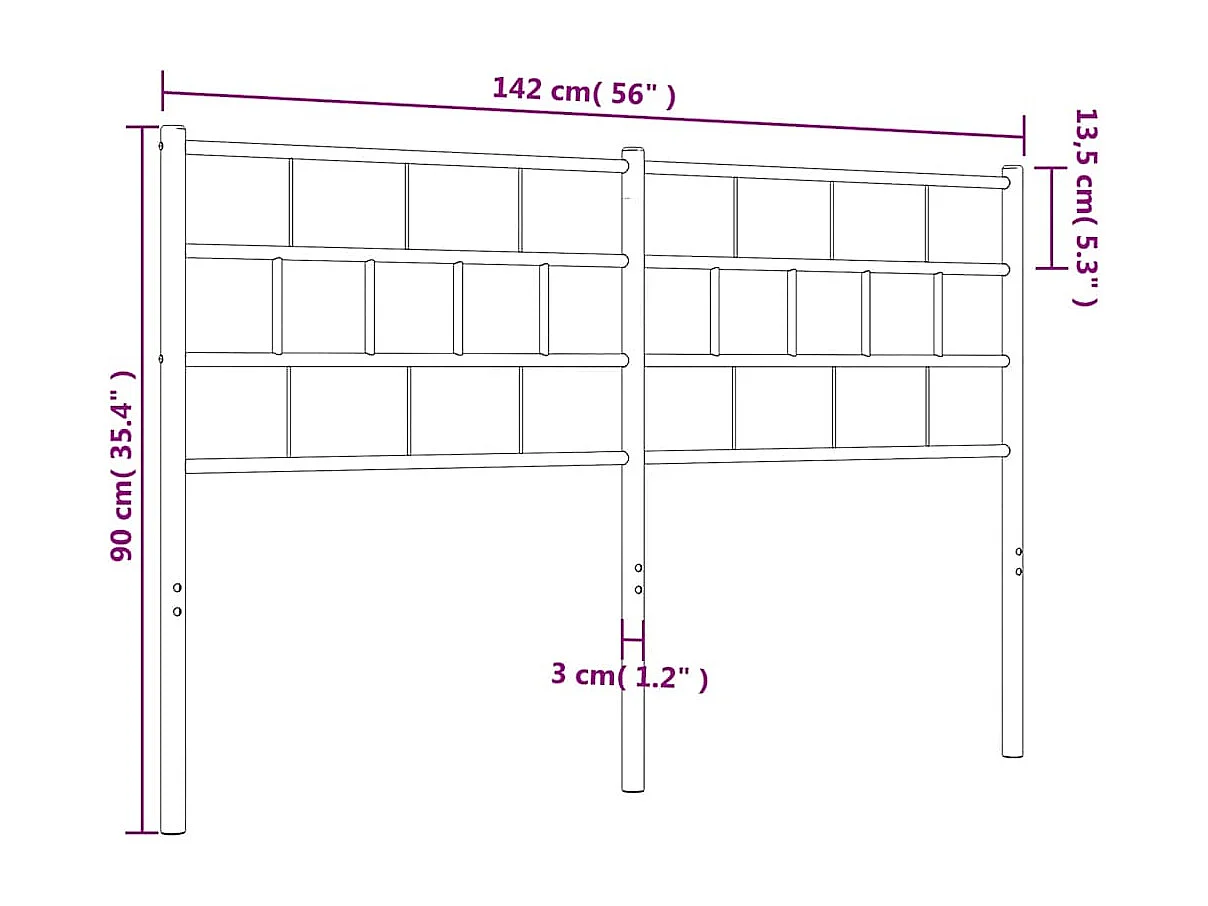 Cabeceira de cama 135 cm metal preto