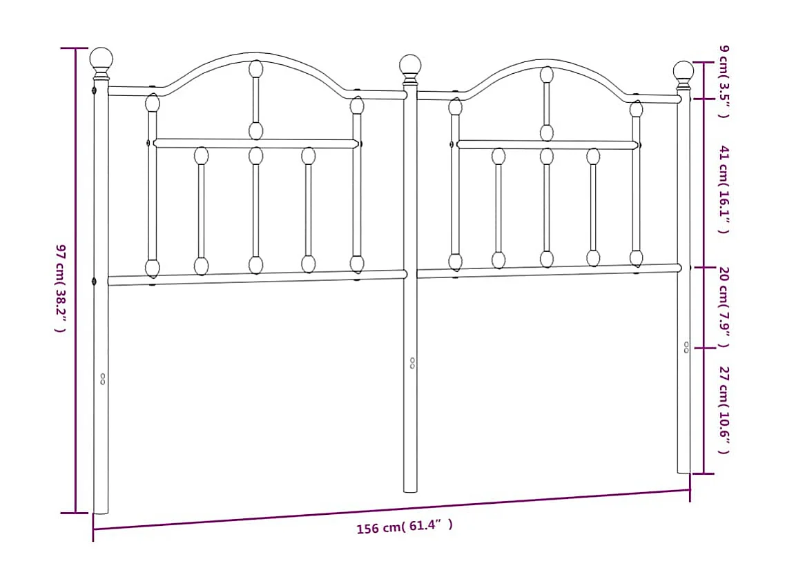 Testiera in Metallo Bianco 150 cm