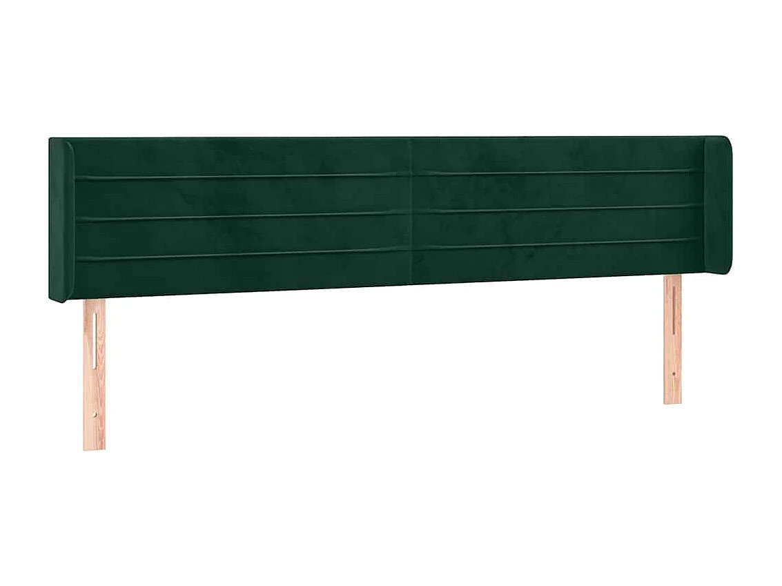 Tête de lit avec oreilles Vert foncé 163x16x78/88 cm Velours