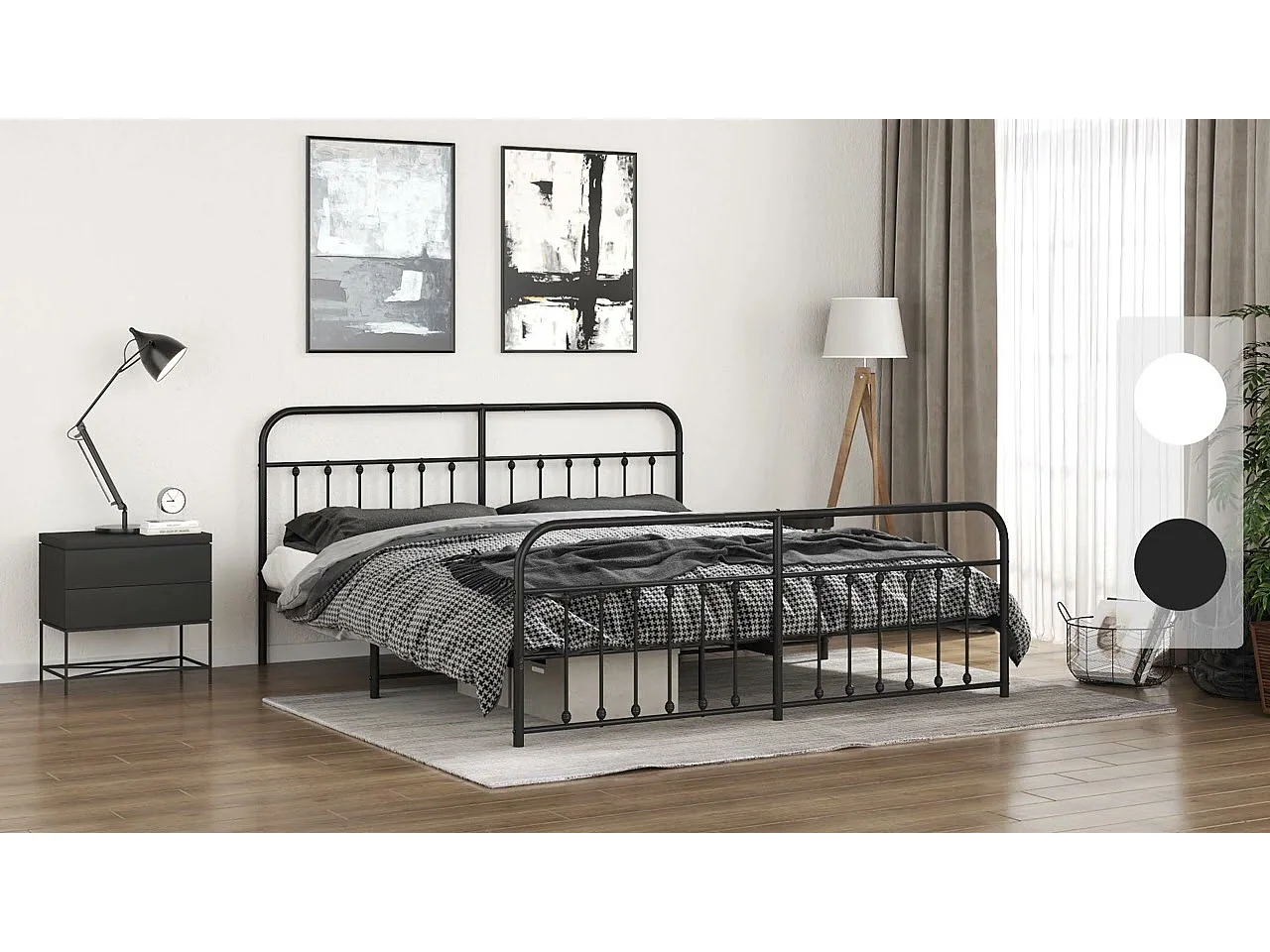 Tête de lit métal noir 193 cm