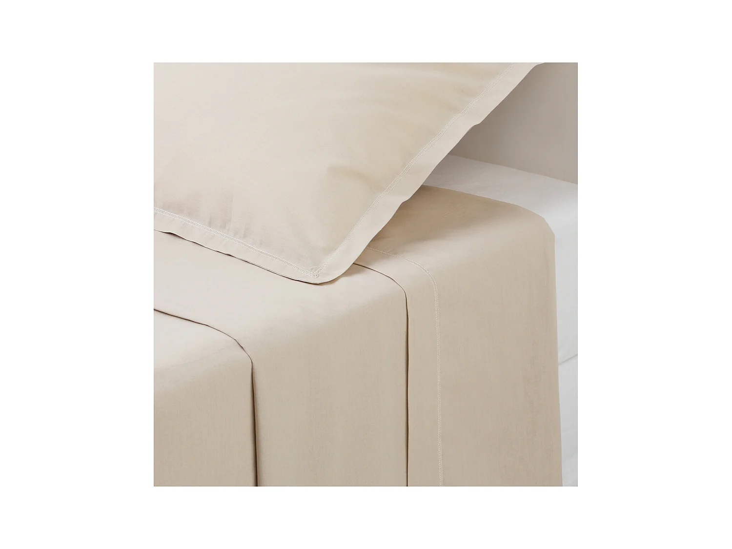 Drap Plat 1 Personne "Percale" 180x290cm Beige Lin