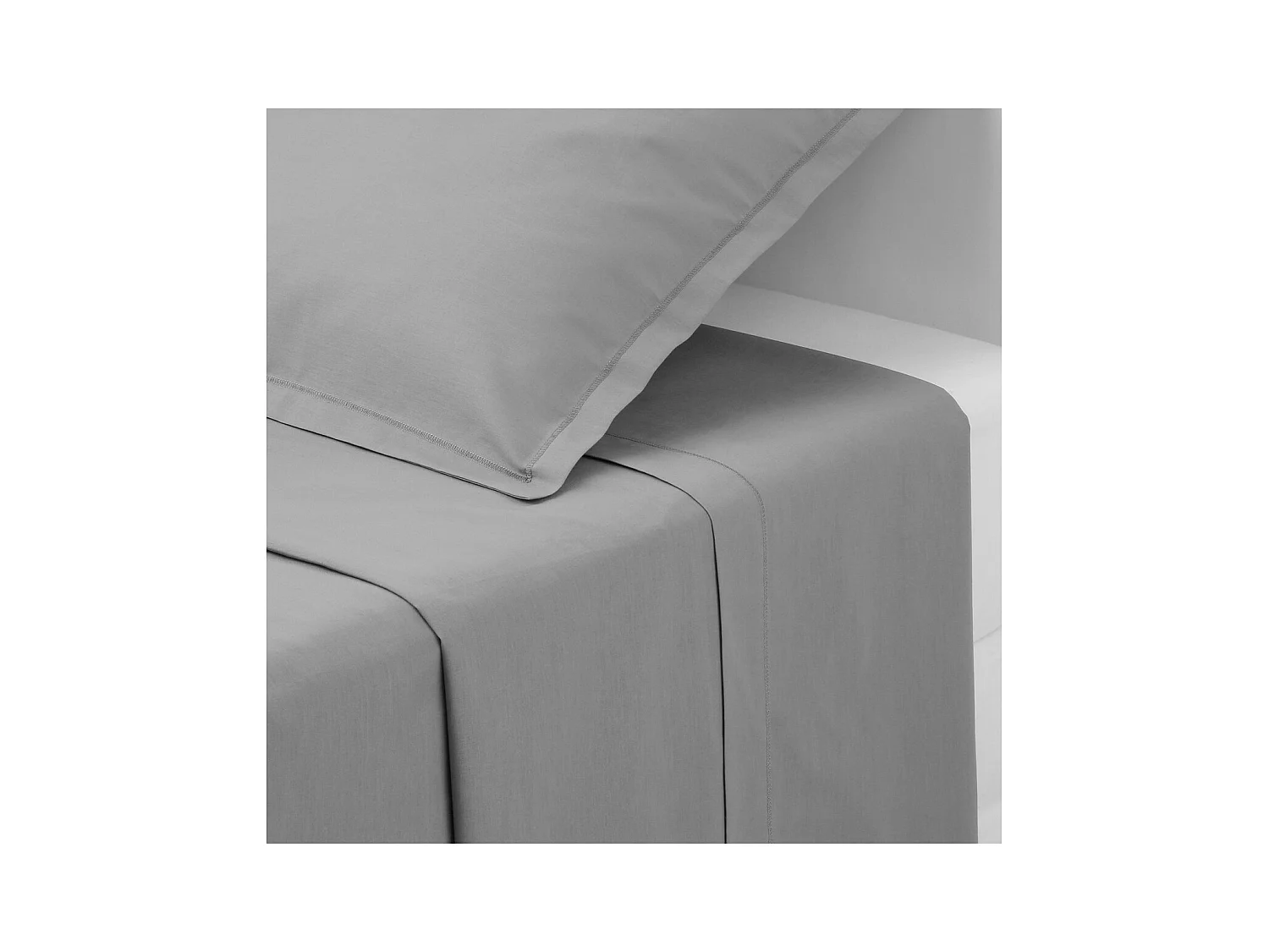 Drap Plat 1 Personne "Percale" 180x290cm Gris