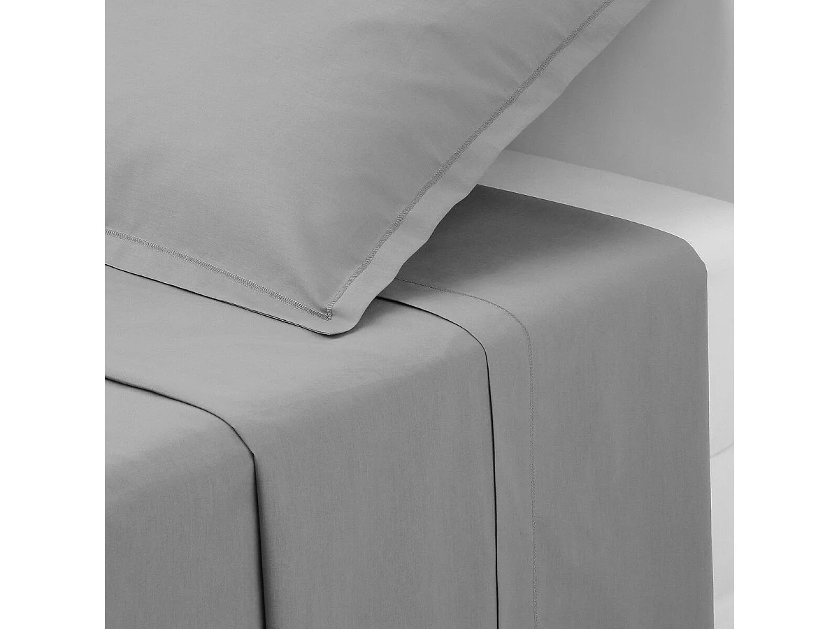 Drap Plat 2 Personnes "Percale" 240x290cm Gri