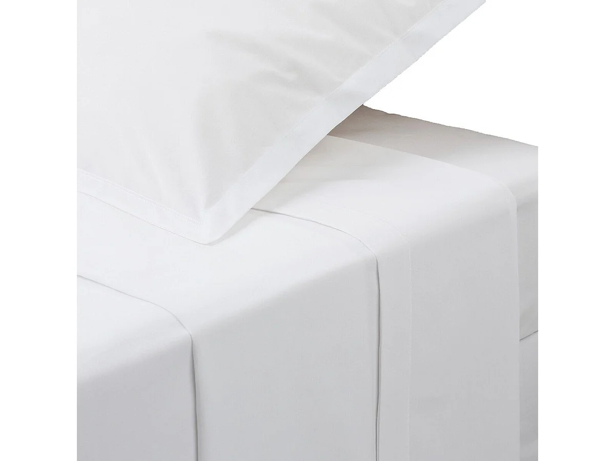 Drap Plat 2 Personnes "Percale" 240x290cm Blanc