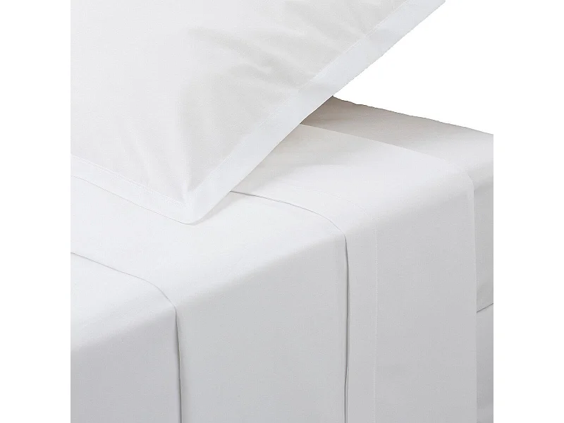 Drap Plat 2 Personnes "Percale" 240x290cm Blanc