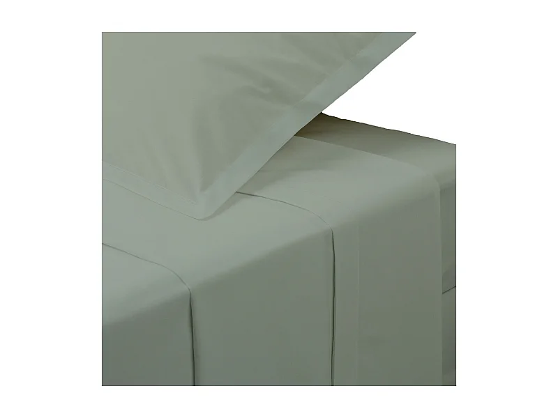 Drap Plat 2 Personnes "Percale" 240x290cm Vert Tilleul