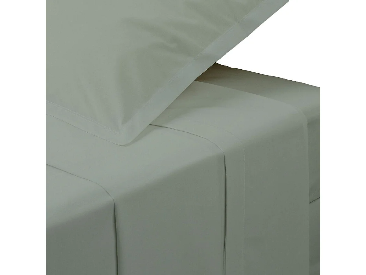 Drap Plat 2 Personnes "Percale" 240x290cm Vert Tilleul